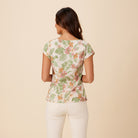 Reyn Spooner HANALEI GARDENS SLIT FRONT BLOUSE in WHITE