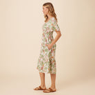 Reyn Spooner HANALEI GARDENS SMOCKED MIDI DRESS in WHITE