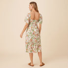 Reyn Spooner HANALEI GARDENS SMOCKED MIDI DRESS in WHITE