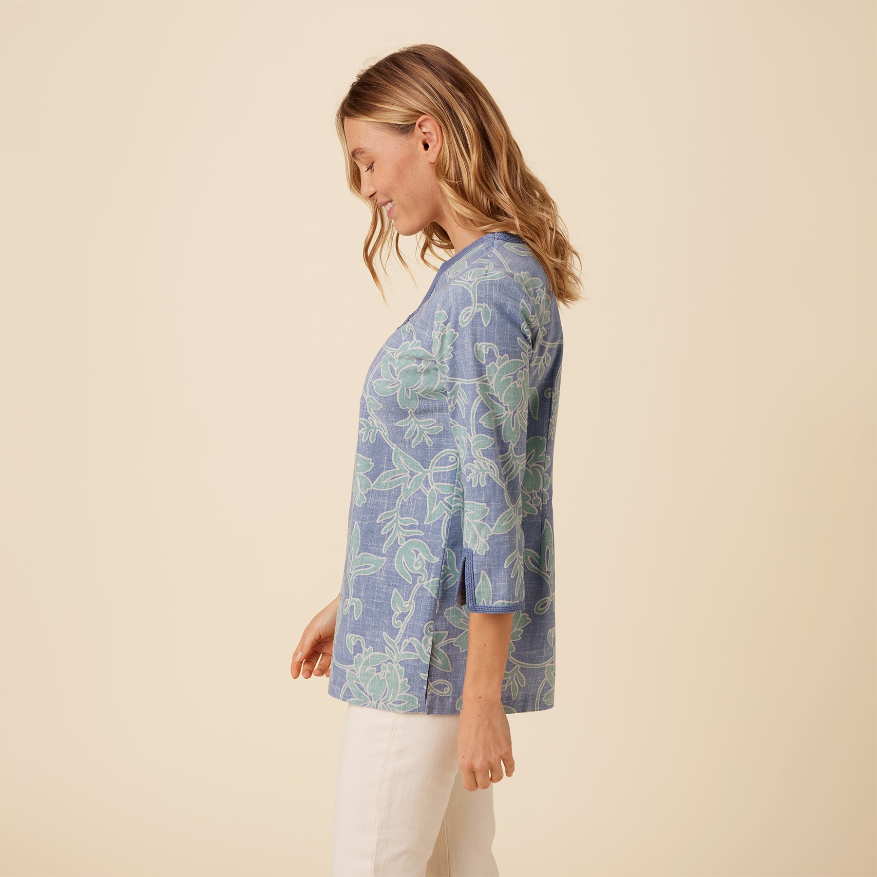 Reyn Spooner CLASSIC PAREAU SOUTACHE TUNIC in BLUE HORIZON