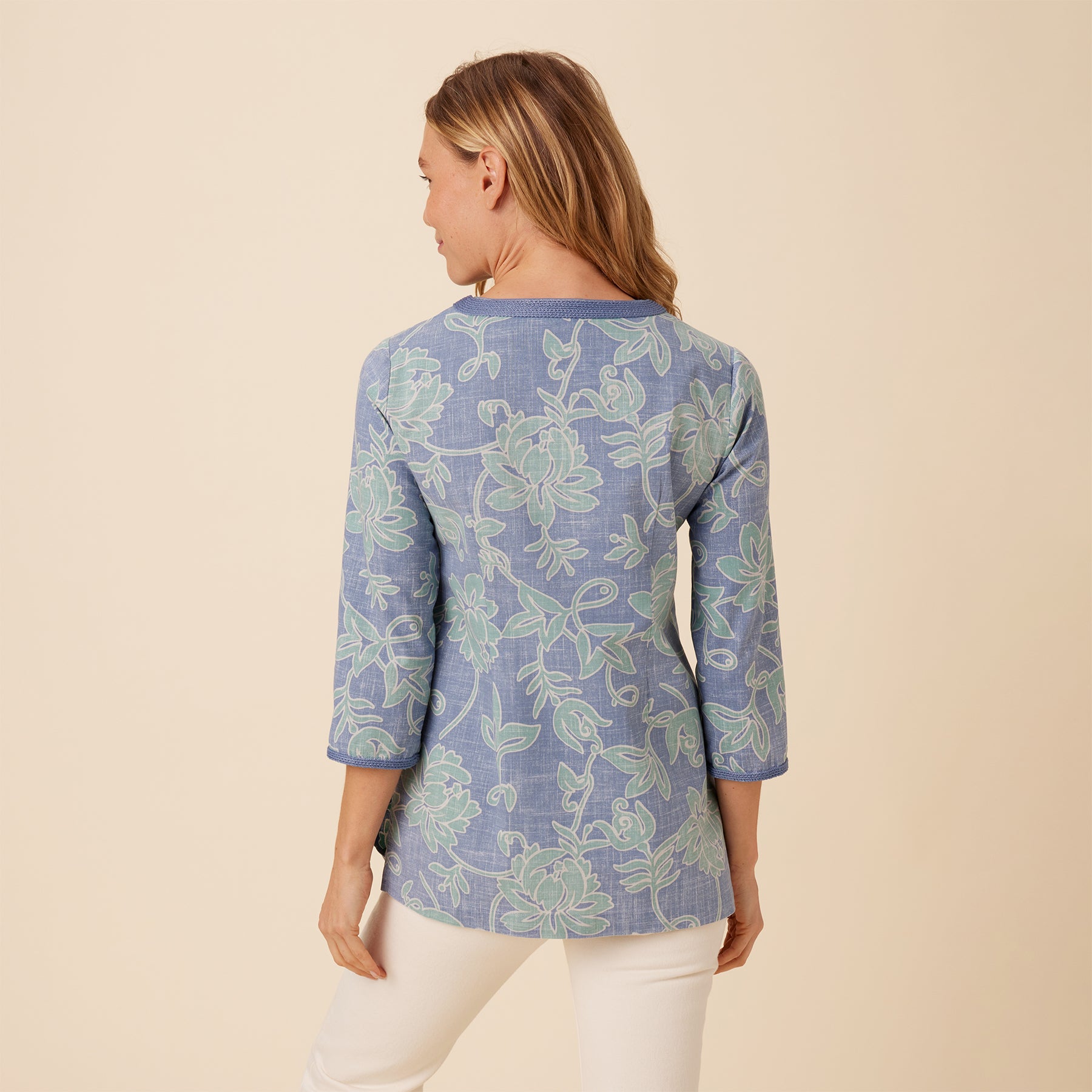 Reyn Spooner CLASSIC PAREAU SOUTACHE TUNIC in BLUE HORIZON