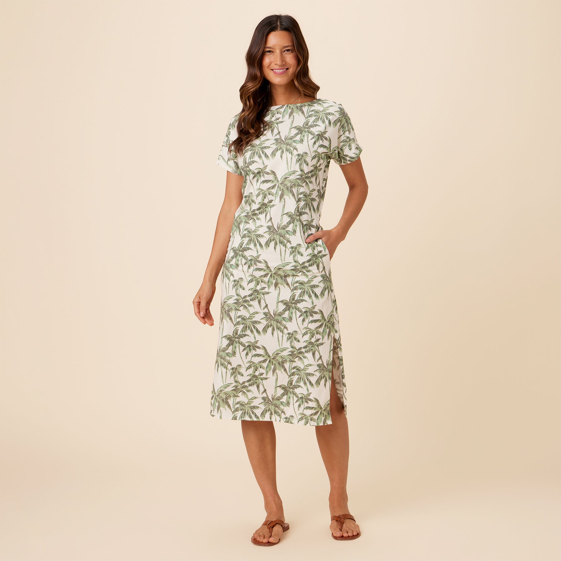 Reyn Spooner DREAMY PALMS AVERY DRESS in WHITE