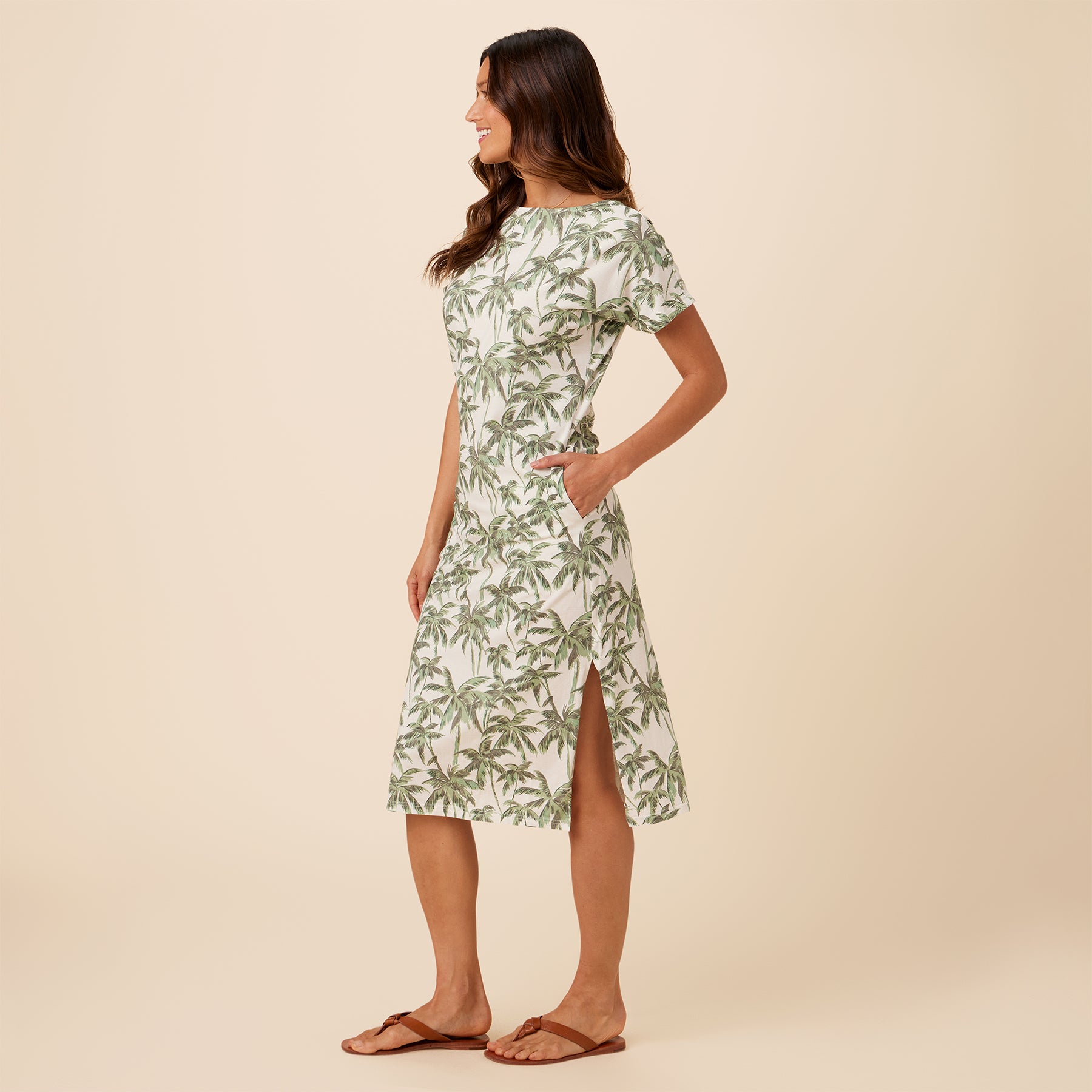 Reyn Spooner DREAMY PALMS AVERY DRESS in WHITE