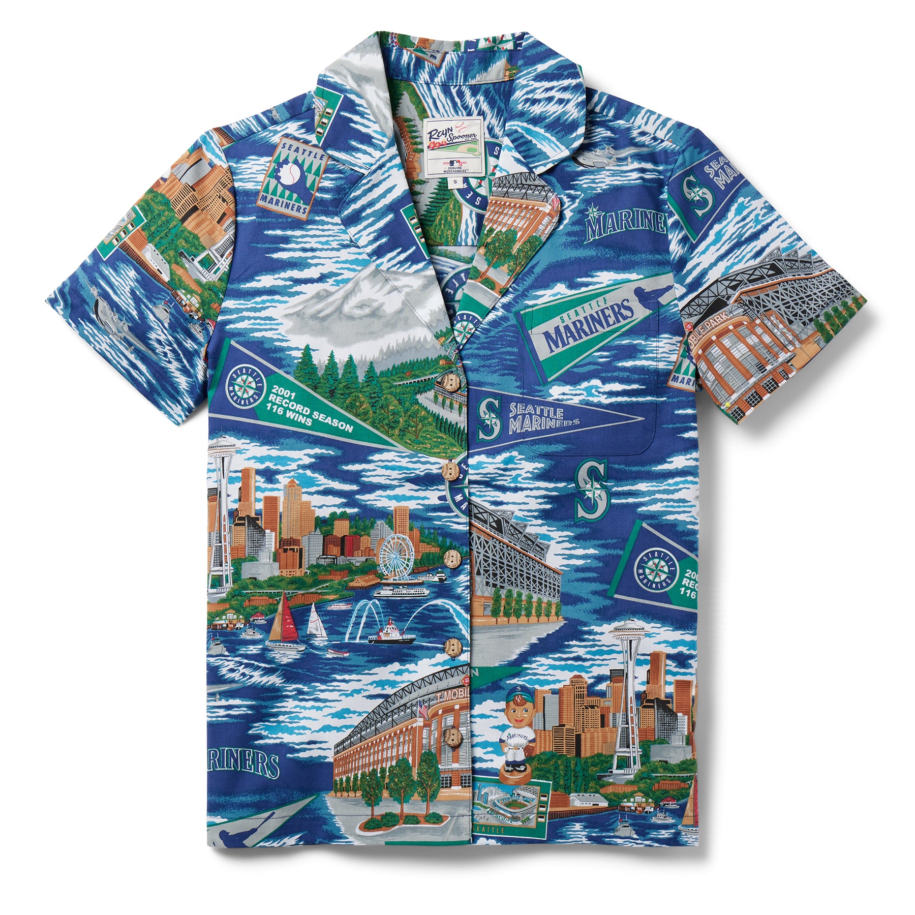 Reyn Spooner WOMEN'S SEATTLE MARINERS SCENIC CAMP SHIRT in SCENIC