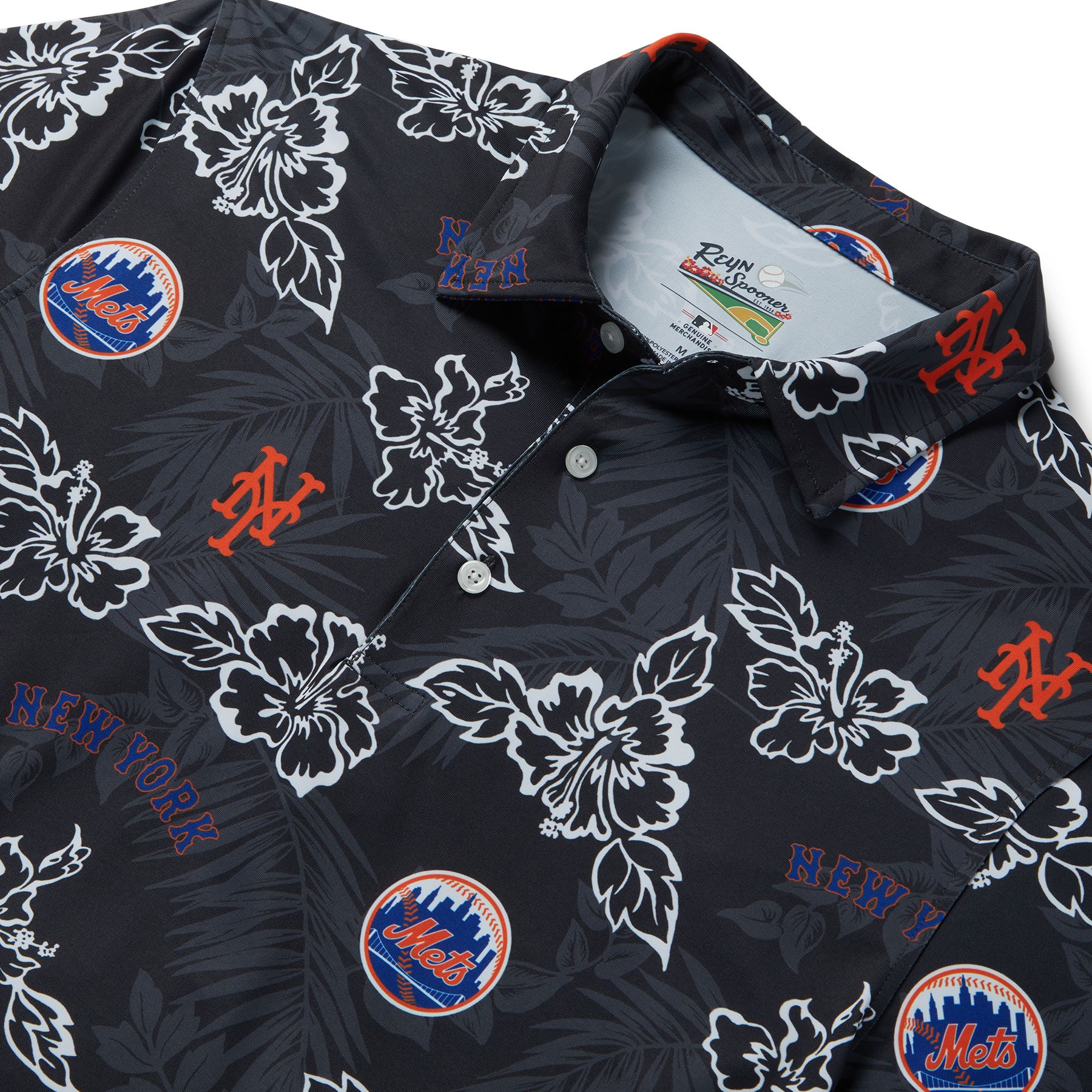 Reyn Spooner NEW YORK METS PUA PERFORMANCE POLO in BLACK