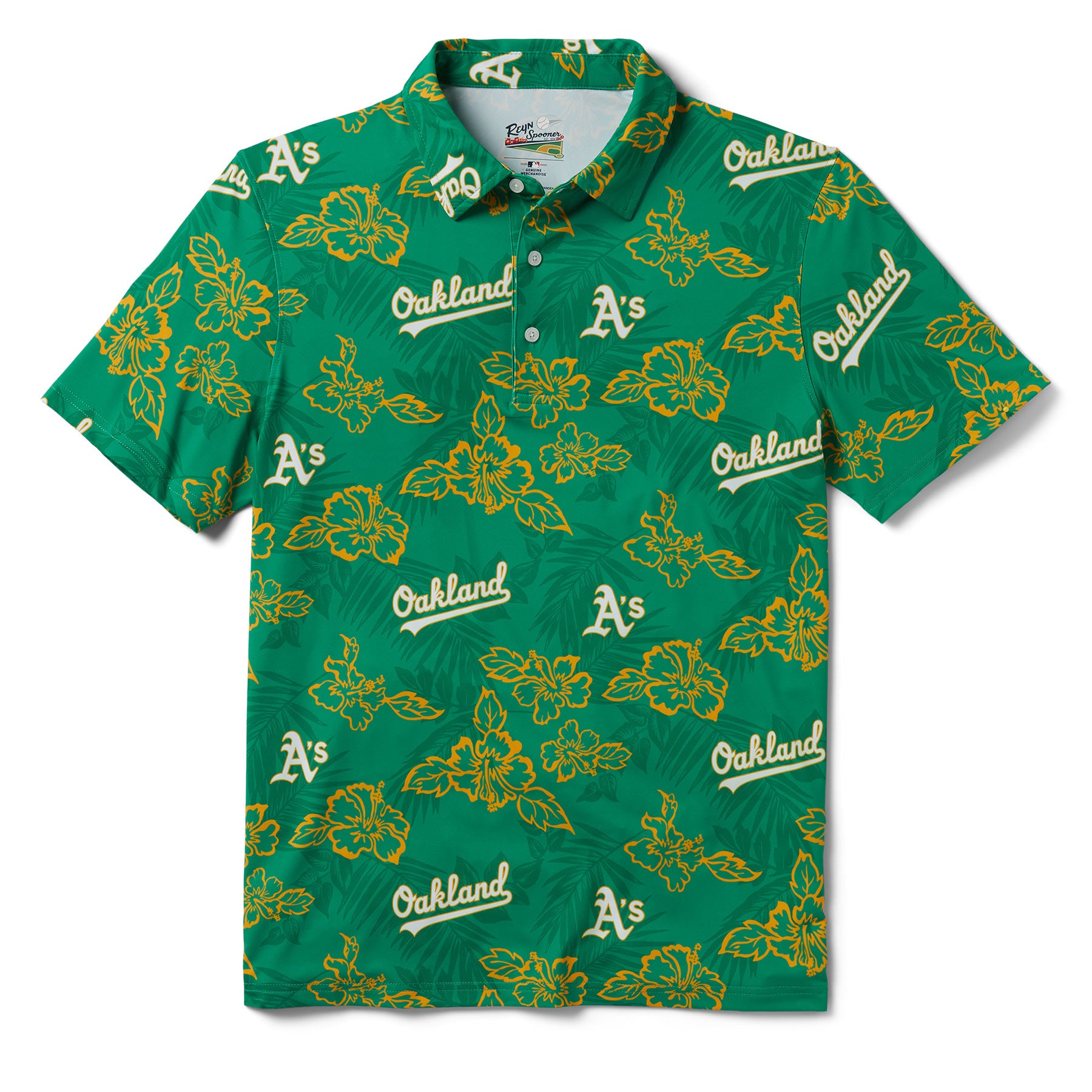 Reyn Spooner OAKLAND ATHLETICS PUA PERFORMANCE POLO in GREEN