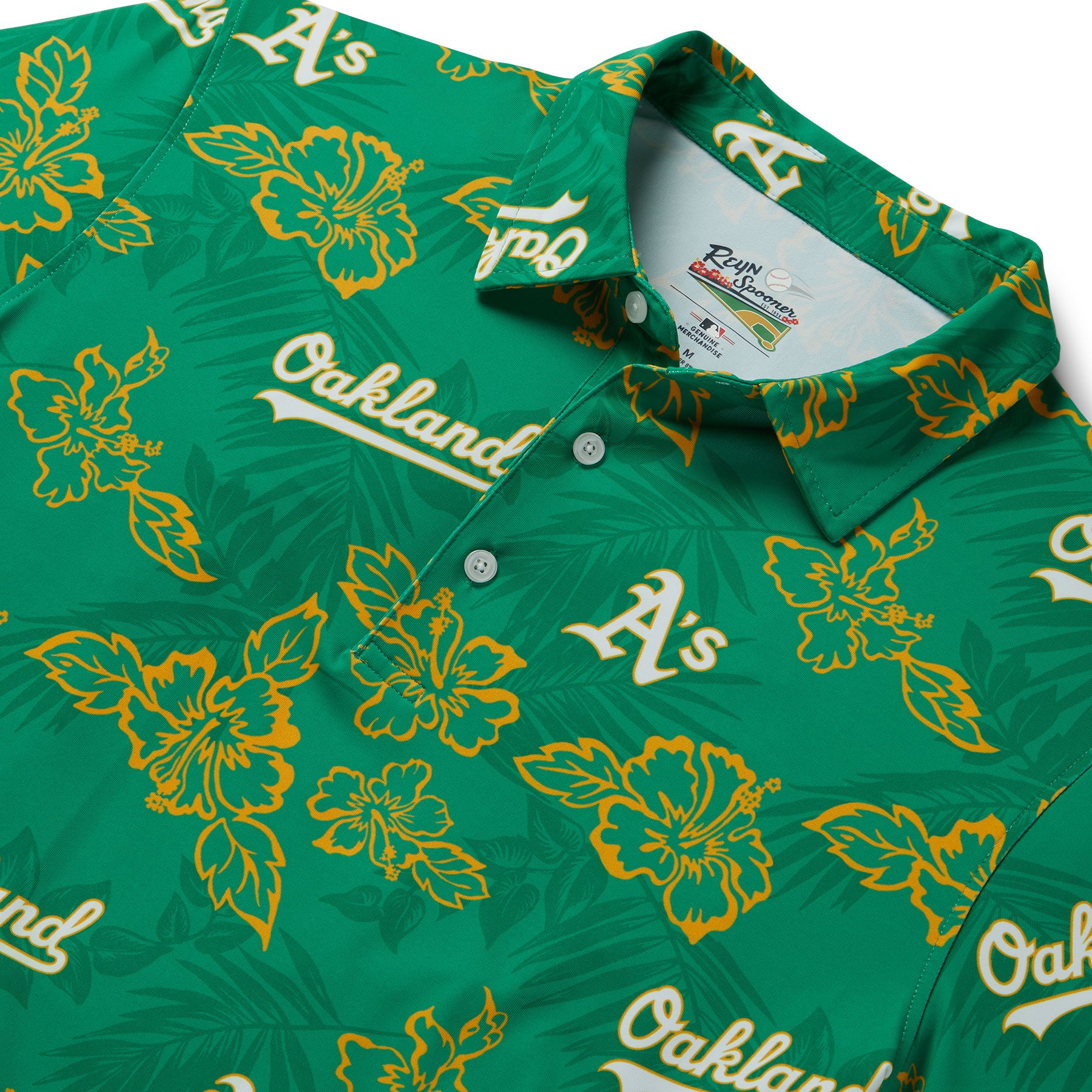 Reyn Spooner OAKLAND ATHLETICS PUA PERFORMANCE POLO in GREEN