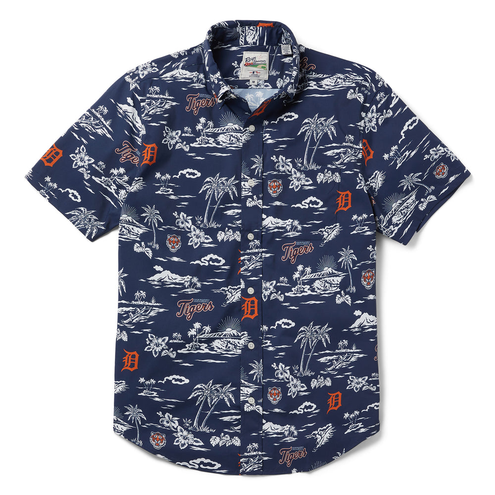 Men's Reyn Spooner Navy Detroit Tigers Aloha Button-Down Shirt
