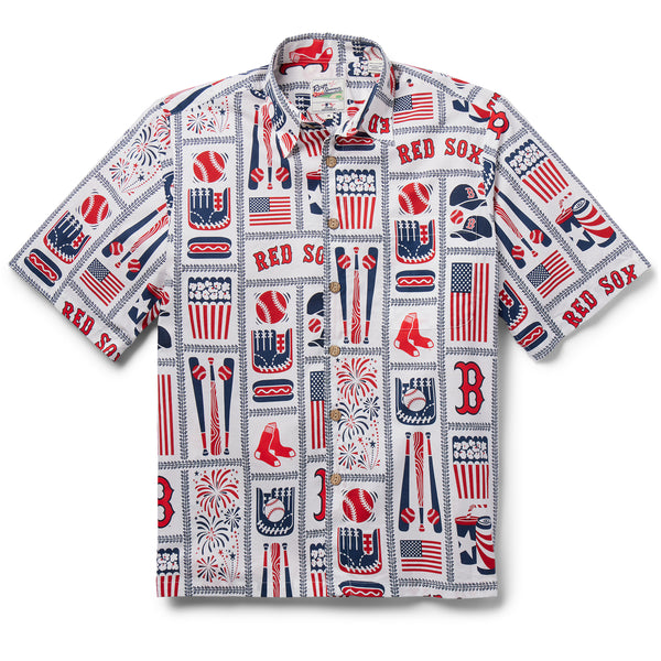 Men's Reyn Spooner White Boston Red Sox Americana Button-Up Shirt