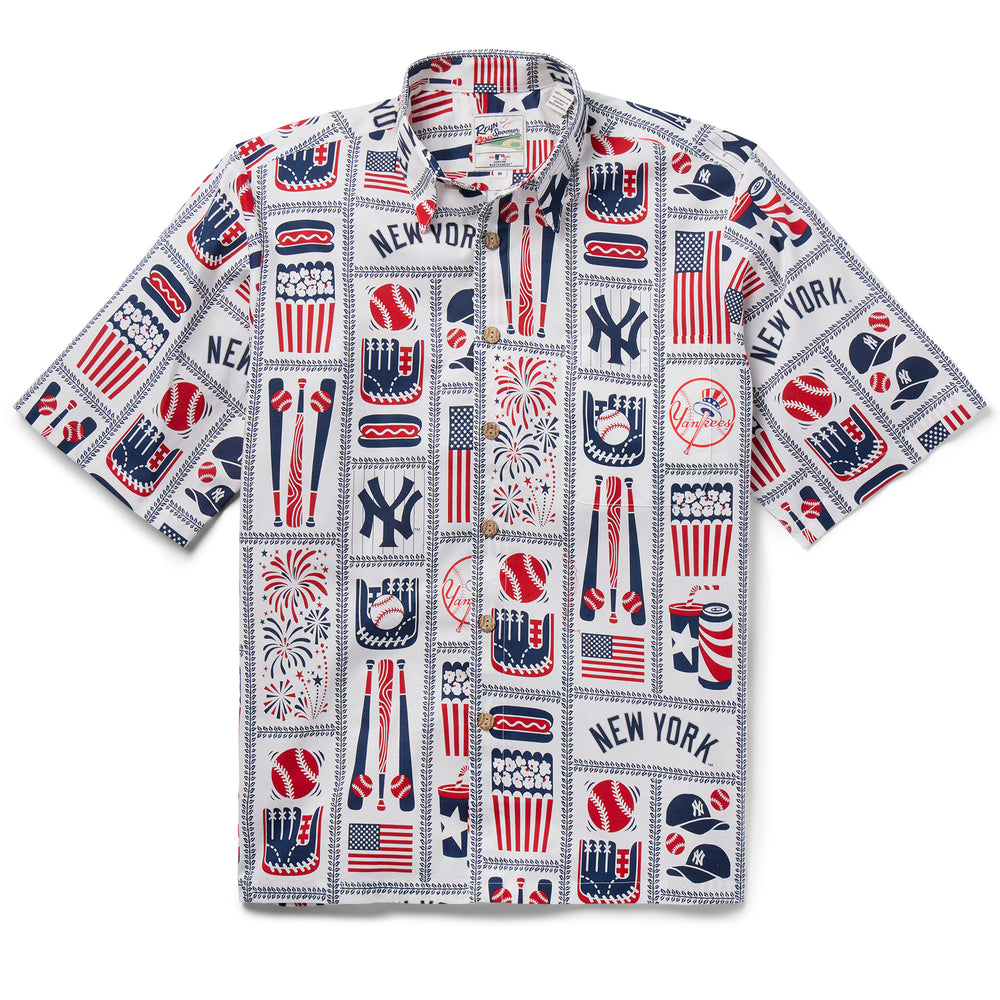 Men's Reyn Spooner White New York Mets scenic Button-Up Shirt