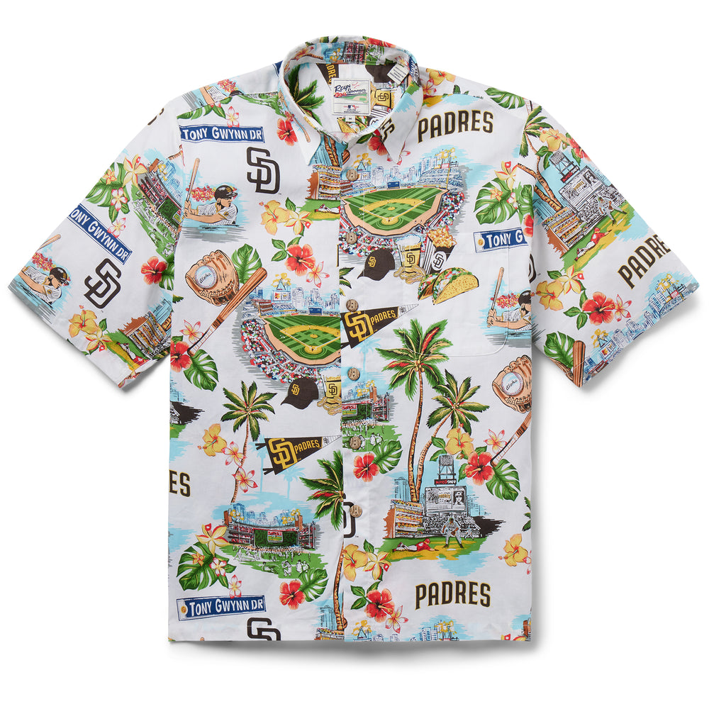 Reyn Spooner Men's San Diego Padres scenic Button Down T-Shirt - Tan - XL Each