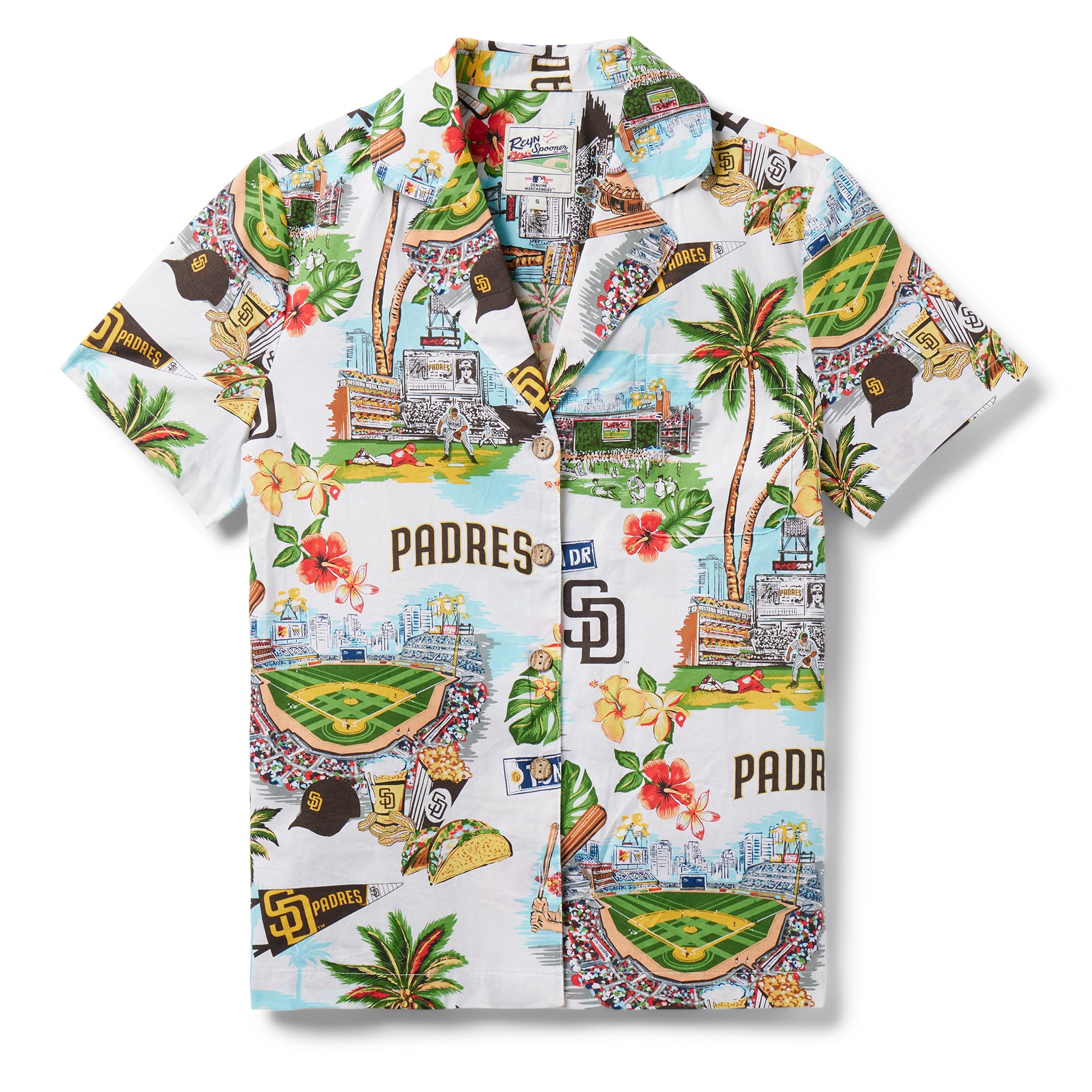 Reyn Spooner WOMEN'S SAN DIEGO PADRES SCENIC CAMP SHIRT in SCENIC