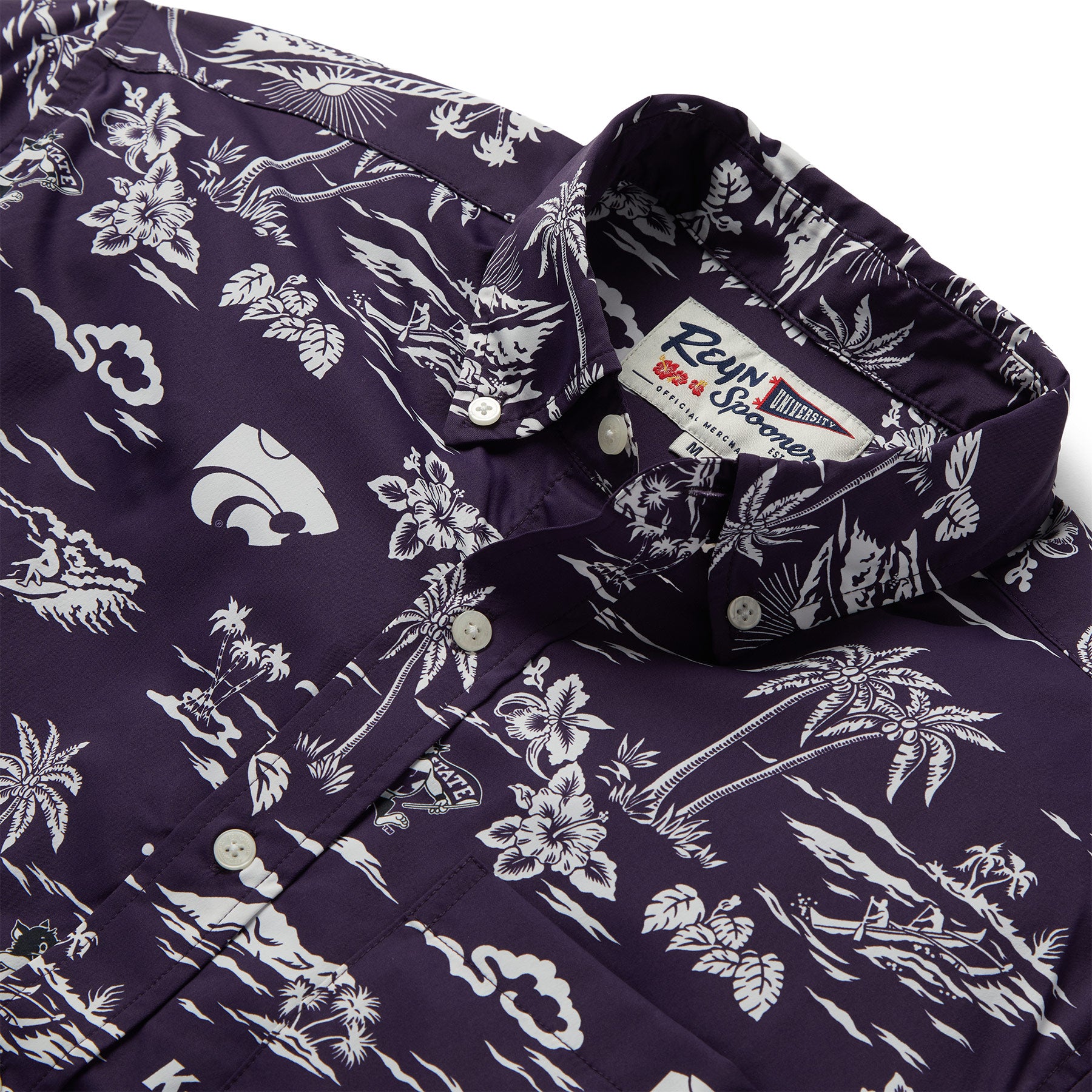 Reyn Spooner KANSAS STATE UNIVERSITY KEKAI PERFORMANCE BUTTON FRONT in PURPLE