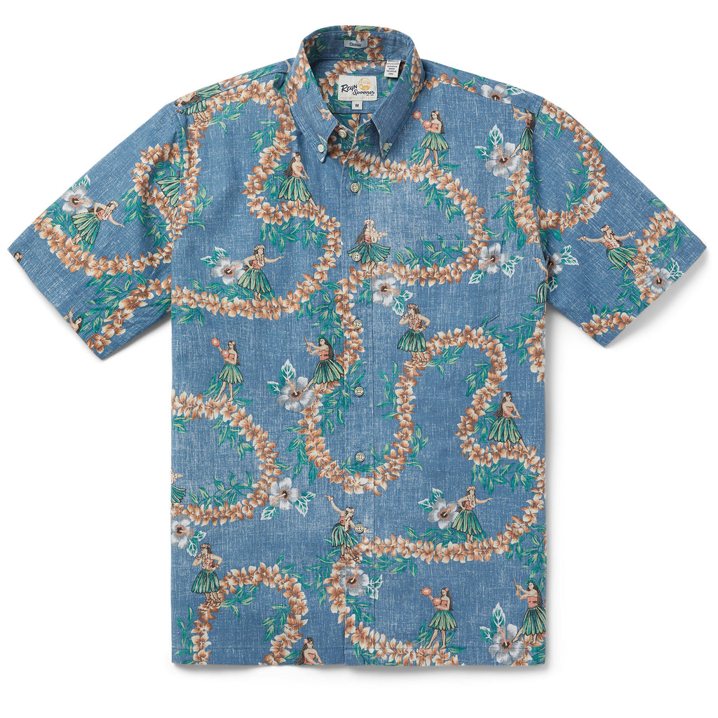 Multi Color Floral Print Hawaiian T Shirt with Lei